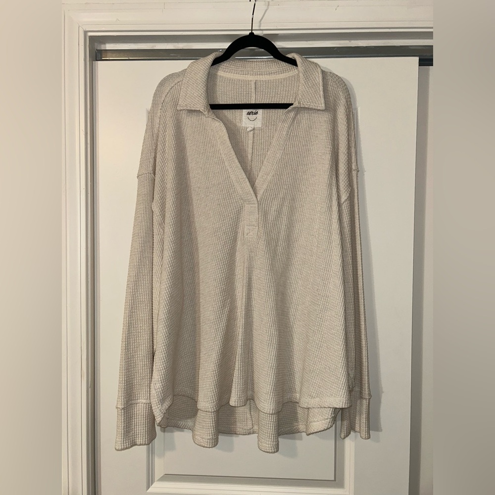aerie waffle pullover